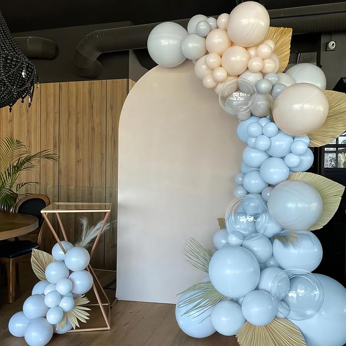Dusty Baby Blue Balloons, 50Pcs 12 Inch Light Blue White Metallic Gold Confetti Birthday Balloons for Boy Baby Shower Birthday Party Wedding Anniversary Bridal Engagement Graduation Decorations