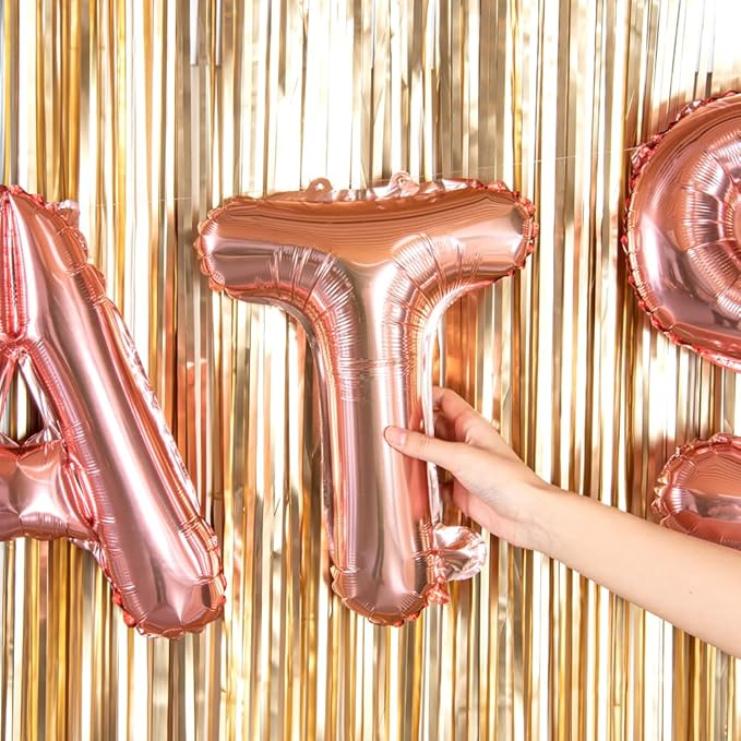 Restaurantware-Balloonify 16 Inch Letter Balloon, 1 Alphabet Party Balloon - Letter T, Self-Sealing, Rose Gold Foil Mylar Finish, Hanging Loop, Decoration For Birthday, Wedding, Or Graduation