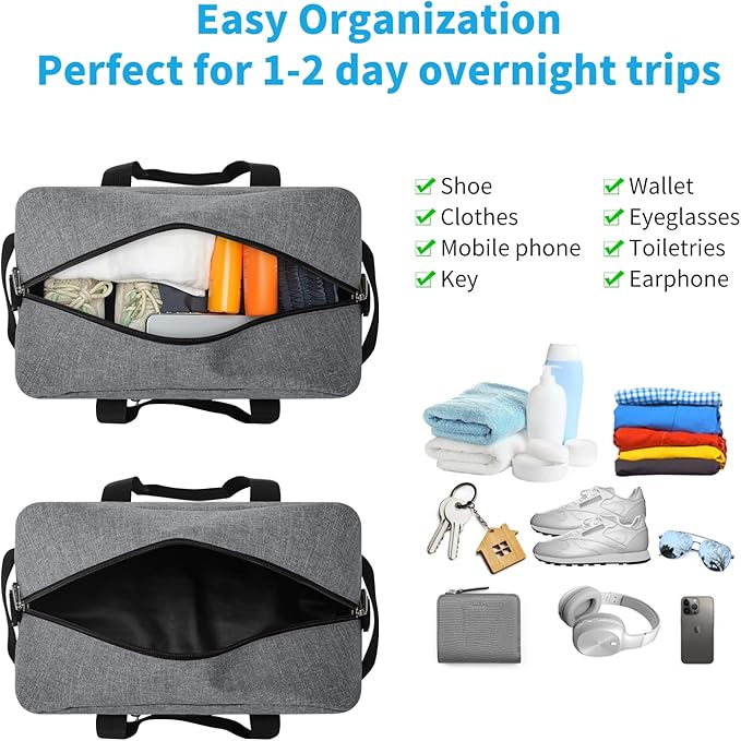 Apenze Small Gym Bag 14 inch lightweight Carry On Mini Duffel Bag for Travel Sport - light Grey