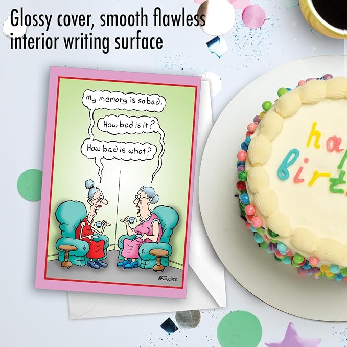 NobleWorks Funny Birthday Greeting Card with 5 x 7 Inch Envelope (1 Card) Bday Bad Memory C3680BDG-UA