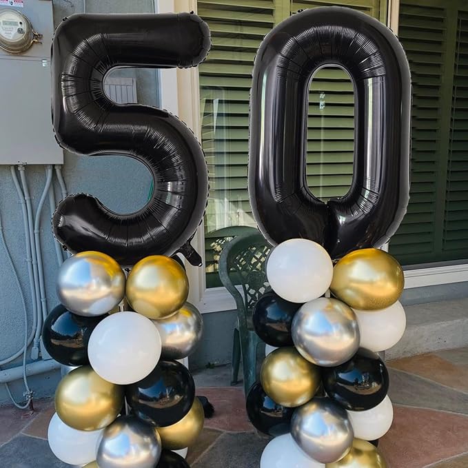Number Balloons Black Party Balloon - Giant Number 10 Balloon, 40 Inch Large Balloon for Birthday Decorations, Black Party Supplies for Men Women