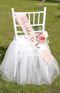 UNIQOOO Chair Tulle Tutu Decoration for Bridal Shower | Birthday Party, Veil Fluffy Look in White Color - Great for Wedding, Baby Shower – Party Accessory Supplies, 20” x 20” - Fit Standard Chair