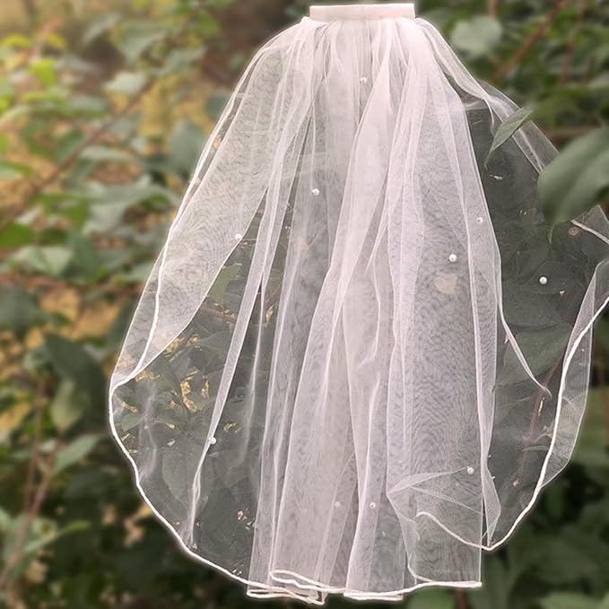 Bridal Veil Bachelorette Party Veil White Bow Wedding Veil Elegant Tulle Layer Hair Clip for Women and Girls