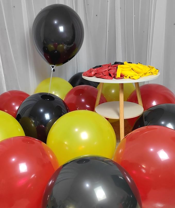 90 Pack Red and Yellow Black Balloons 18 Inch Large Balloon for Mouse Theme Kids Birthday Baby Shower Anniversary Party Decorations Supplies
