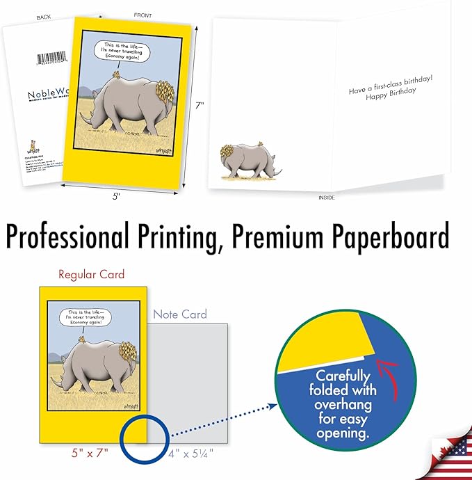 NobleWorks - 1 Hilarious Cartoon Birthday Card with Envelope - Funny Cartoons, Bday Congrats Greeting - First-Class Birds C3347BDG