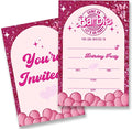 Pink Doll Birthday Party Invitations Supplies with Envelopes Set of 20 Girl Birthday Invites Fill in Blank, Double Sided