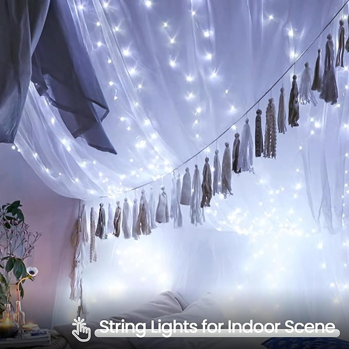 4 Pack String Lights Battery Operated with Timer, 132FT 400 LED Waterproof Battery Twinkle Lights, 8 Modes Fairy Light for Indoor & Outdoor Party Bedroom Porch Tree Christmas Decorations (Cool White)