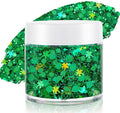 Green Face Hair Glitter,St Patricks Day Holographic Shamrock Green Body Glitter,Rave Music Festival Accessories,St Patrick's Day Outfit for Women,Halloween Cosplay Shimmer Makeup