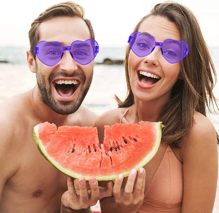 AEAHALY Heart Sunglasses for Women and Men Rimless Heart Shaped Sunglasses Bachelorette Bride Party Accessories