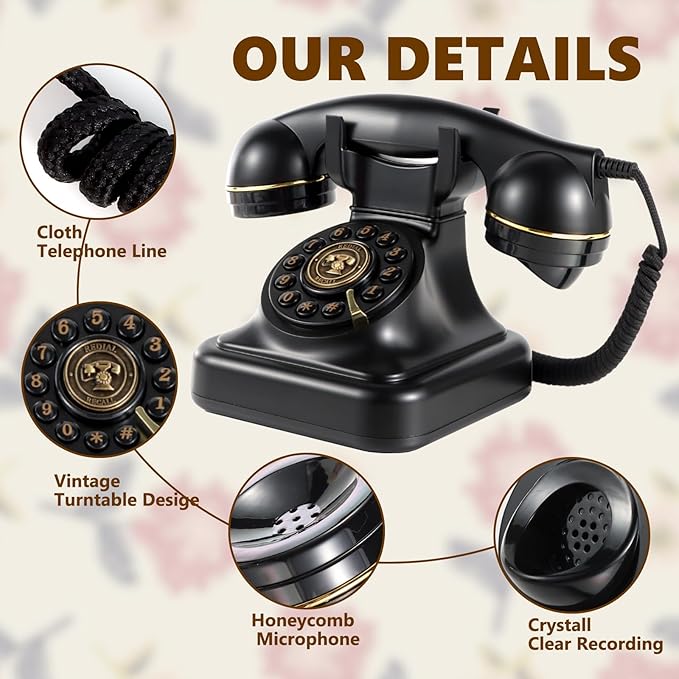Audio Guest Book Wedding Phone, Audio Guestbook,Record Audio Messages with GuestBook, Guestbook Alternative for Wedding, Birthday Party, Baby Shower, Anniversary, Engagement (Black)