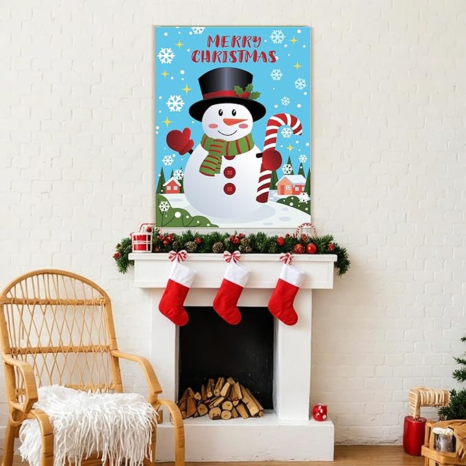 Christmas Games - Pin The Nose on The Snowman Games for Families Party, Cute Indoor Christmas Home Decor Party Decorations, Xmas Activities Presents Holiday Decor, Standing Snowman