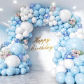 153Pcs Blue and White Balloons Garland Arch Kit with Stars - 22 18 12 10 5 inch Different Size Baby Pastel Light Blue White Confetti Balloons for Birthday Baby Shower Wedding Party Decorations