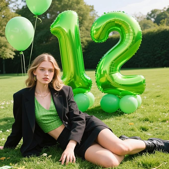 40 Inch Light Green Balloon Number 1 First Birthday Jumbo Mylar Foil Helium Balloon for 10 21 31 Birthday Digital for Birthday Party Wedding Anniversary Party Decorations