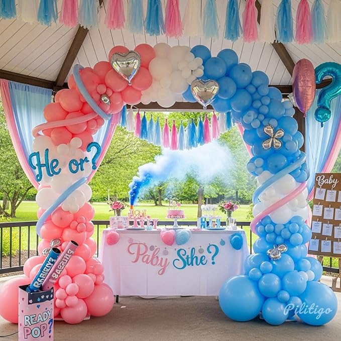 134Pcs Pink and Blue Balloons Garland Arch Kit - Gender Reveal Balloon Decorations for Boy or Girl, Baby Shower, Birthday, Anniversary Party Decorations 2026