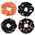 Halloween Hair Scrunchies for Women Girls Ghost Skeleton Candy Skull Hair Ties Fall Orange Bandana Hair Tie Halloween Party Gifts Elastics Scrunchy Hair Accessories