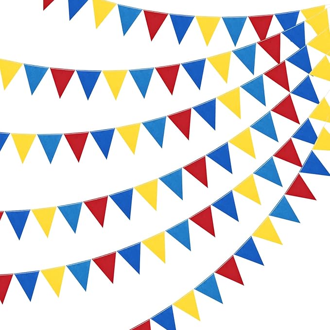 Outus 6 Pack 72 Flags/8.2 ft Rainbow Pennant Banner, Multicolor Bunting String Triangle Flags Garland for Birthday Party Classroom Carnival Baby Shower Indoor Outdoor Decorations(Novelty Colors)