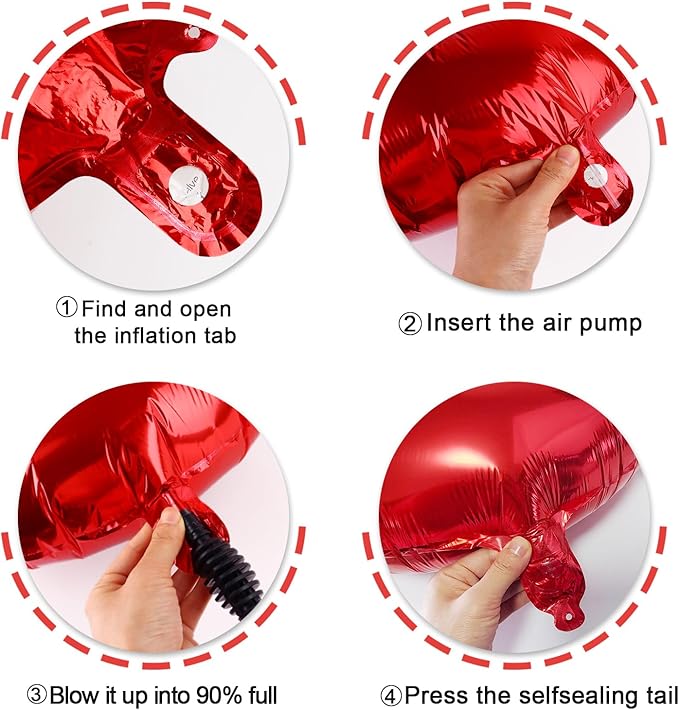 Number Balloon 40 Inch Red 4 Balloon, Red Large Numbers 4 Four Balloon Decor, 4 14 24 34 40 44 48 New Years Balloons Birthday Party Supplies