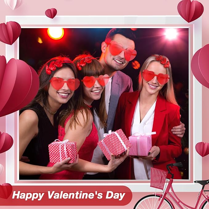 Flutesan 24 Pcs Valentines Day Heart Headbands and Sunglasses Set Red Love Photo Booth Props Women Valentine Party Decor