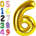 6 Balloon Numbers, 40 Inch Foil Big Balloon for Men And Women, Gold Balloons for 6, 16, 26, 60, 2026 Graduation, Birthday, Wedding Anniversary, Xmas, Thanksgiving Day, Party Supplies