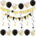 Happy Retirement Party Decorations - Banner, Triangle Flag Garland, Star Hanging Swirls and Balloons