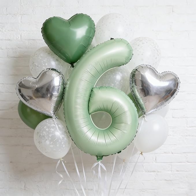 40" Olive green Number Balloons Helium Foil Mylar Balloon Birthday Party banquet Decoration Digital 6
