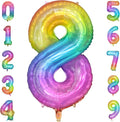 Rainbow Number 8 Balloon, 40 Inch Large Number Foil Mylar Balloons for 8th Girl Boy Birthday Party Celebration Decorations Supplies, Digital Balloons for Wedding Anniversary Events Decora