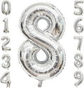 Silver Number 8 Balloon, 40 Inch Large Number Foil Mylar Balloons for 8th Girl Boy Birthday Party Celebration Decoration Supplies,Big Digital Balloons for Wedding Anniversary Events Decor