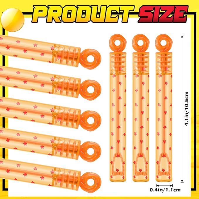 32 Pcs Red Star Print Bubble Wands Orange Bubble Wands for Party Favors Adult Summer Activity Birthday Gifts Carnival Easter Goody Bag Stuffers Wedding Supplies