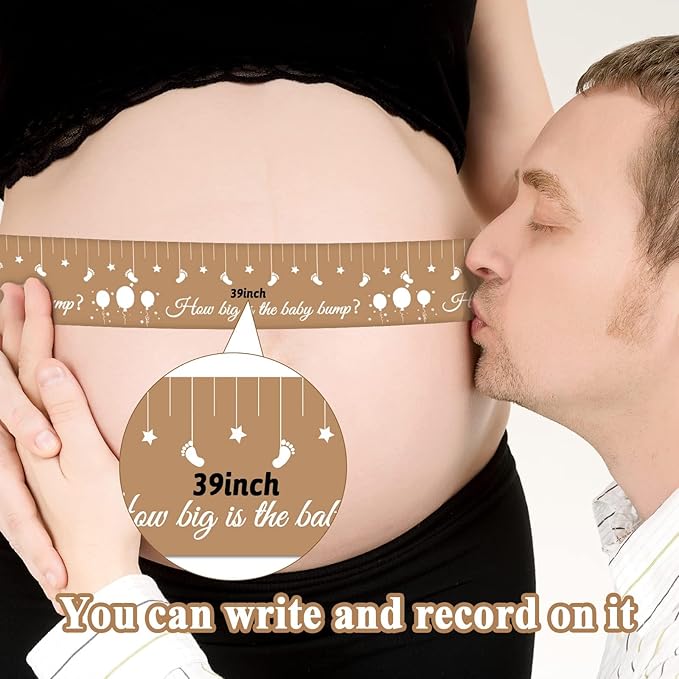 Baby Shower Games belly Measuring Tape How Big Is Mommy Belly Tape 150 feet Measure Baby Bump Tape Measuring Tape Pregnant Belly Bear Tummy Measuring Tape Party Favors Supplies for Boys Gender Neutral