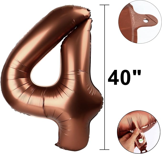 40 Inch Dark Brown Balloon Number 14,Chocolate Jumbo Mylar Foil Helium Balloon for 14th Digital Balloons for Birthday Party,Wedding Anniversary Party Decorations