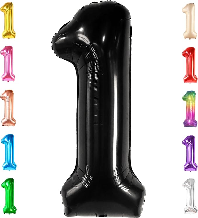 KatchOn, Large Black Number 1 Balloon - 40 Inch | Mylar Foil Balloon For 1st Happy Birthday Decorations | Black Number 1 Balloon For 1st Anniversary Decorations | Birthday Party Decoration