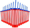 Baderke 24 Pcs 4th of July Plastic Cups Red 24 oz White and Blue Plastic Cups with Lids and Sleeves Stars Stripes Design Drinking Tumbler for Patriotic Memorial Day Reusable Fourth Decor for Party