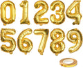 [10] 16" Number Gold Foil Balloons 0-9 set, Mylar Aluminum Hanging Numbers for Graduation Birthday Party Decorations Christmas New Year eve (10 Pcs)