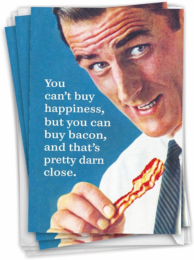 NobleWorks Pack of 3 Funny Birthday Greeting Cards with Envelopes (1 Designs, 3 Each) Buy Bacon C3993BDG-C3x1