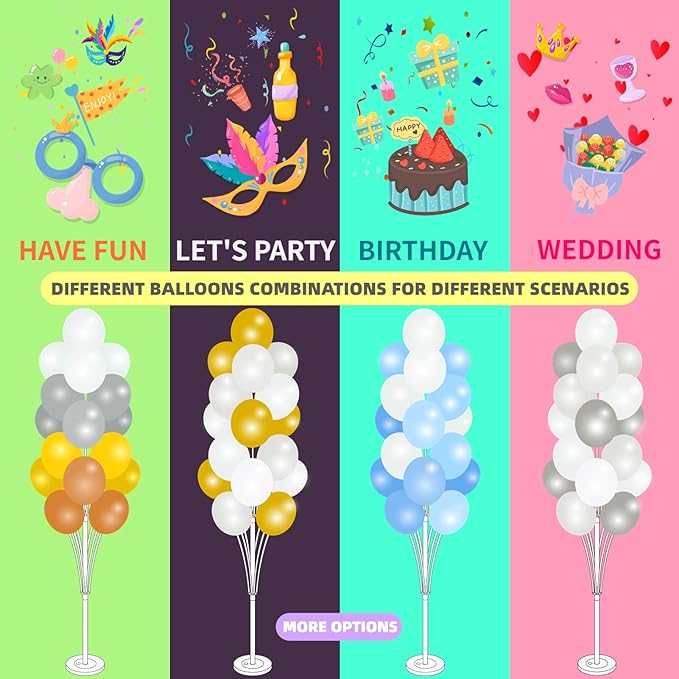 Balloon Column Stand Kit Set of 2 - Balloon Stand with Base, and Pole,Balloon Tower Backdrop Decoration for Wedding, Baby Shower, Birthday Party, or Bachelorette Parties