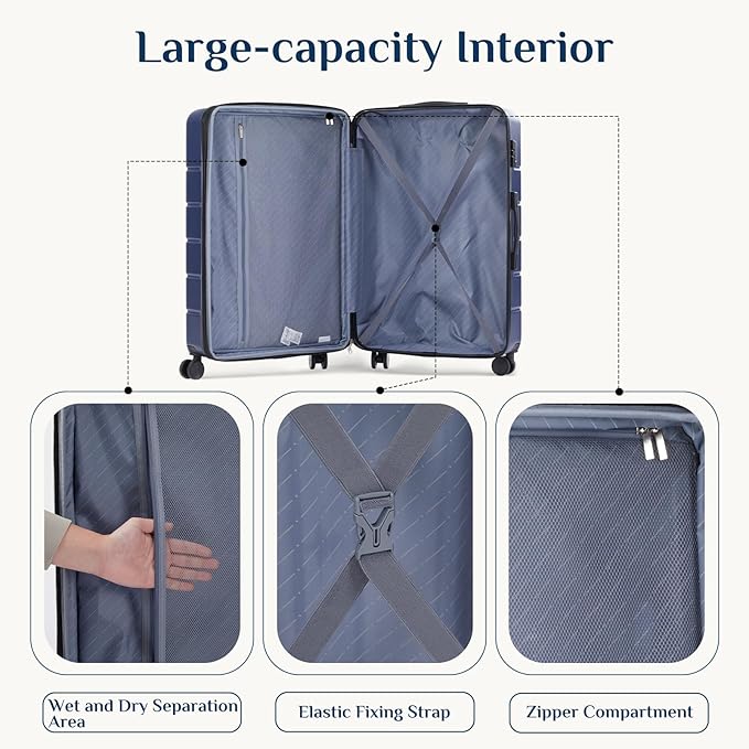 NEWBULIG 28 Inch Carry on Luggage, Lightweight Expandable Rolling Suit Case with TSA Lock, Hard Shell ABS Suitcase with Double Spinner Wheels, Blue