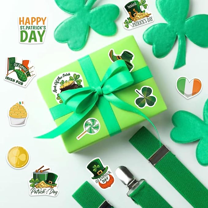309PCS St. Patrick's Day Theme Stickers Shamrock Stickers for Kids Irish St. Patrick's Day Craft for Toddlers Teachers Classroom Home Favor Gift Supplies