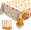 Thanksgiving Tablecloth, 3 PCS Disposable Falls Table Cloth, 54"x108" Plastic Pumpkin Maple Leaves Autumn Rectangle Tablecloth Tables Cover for Thanksgiving Fall Autumn Home Party Table Decorations