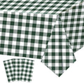 3 Pack Blackish Green Gingham Tablecloths, 54 X 108Inch Disposable Party Table Covers Scalloped Checkered Table Cloth Waterproof Blackish Green White Tablecloth for Birthday Barbecue Tea Party Wedding