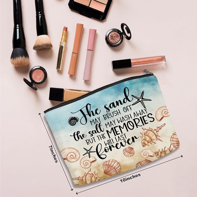 Funny Beach Gifts for Women Cosmetic Bag Travel Ocean Beach Vacation Essentials for Girls, Bestie, Mom, Summer Beaches Lover Makeup Bag Girls Trip Gifts Favors Stuff Birthday Christmas Graduation