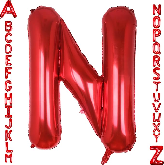 AULE red Letter Balloons N 40Inch Large Giant big Foil Mylar red N Balloon for Birthday Aniversary Party Decorations