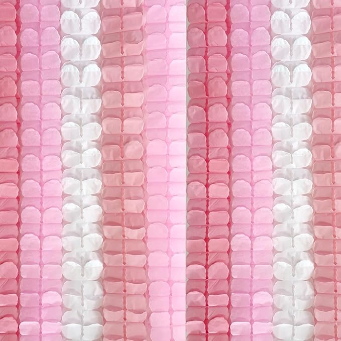 10PCS Four Leaf Clover Paper Flowers Garland Decorations Four Leaf Clover Paper Banner Tissue Paper Streamers Reusable Hanging Garland for Wedding Party Backdrop Home Decor(White Pink kit)