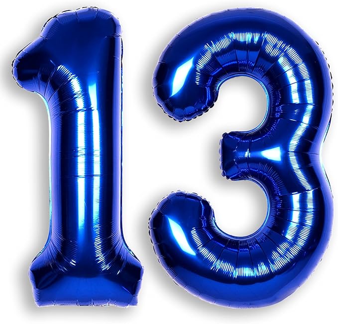 40Inch Navy Blue Number 13 Balloon Large Helium Royal Blue Number Balloons 0-9 Giant Digital 13th Foil Mylar Big Party Balloon for Boy Birthday Party Anniversary Graduation Decorations