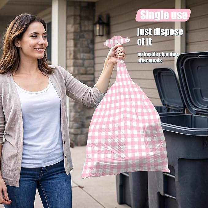 3pcs 54X108inch Pink Checkered Tablecloth,Pink Gingham Tablecloths Buffalo Plaid Disposable Plastic Table Covers for Birthday Baby Shower Bridal Wedding Party Birthday Decorations