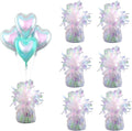 Aluminum Foil Balloon Weights for Parties (6 pcs) - 0.31lb (140g) Each - Premium Balloon Anchors for Birthday, Wedding, Dinner, Indoor & Outdoor Decorations(Lridescent 6pcs)