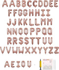 58 PCS Letter Balloons Alphabet Letters 2 Sets A- Z & 1 Sets AEIOU 16 - Inch Mylar Foil Balloons Set for Wedding/Birthdays/Annivs/Grads party Decoration Banner Custom Phrase（Rose Gold）