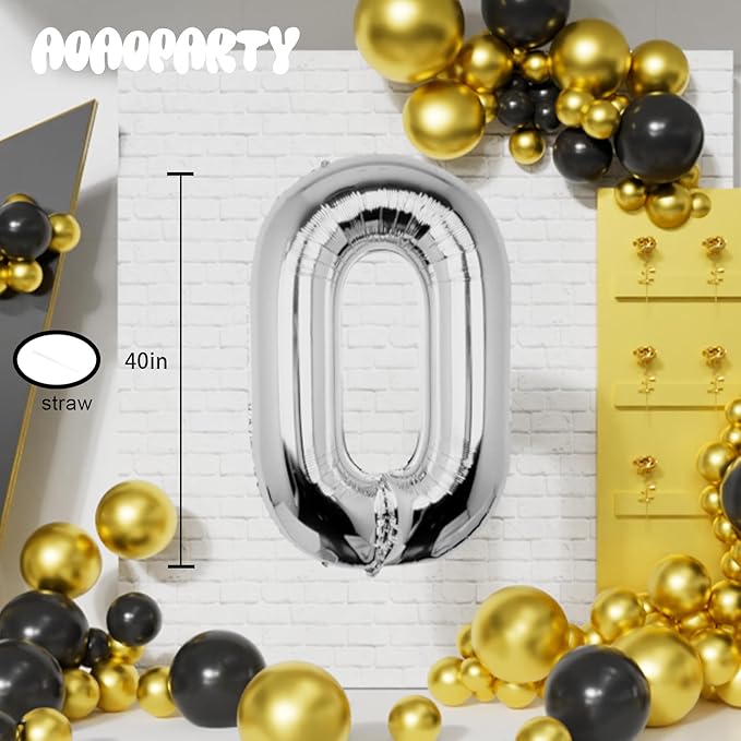 Letter Balloons 40Inch Large Giant big Foil Mylar Silver Balloons O for Birthday Party Decorations