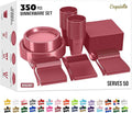 350 Pcs Burgundy Plastic Plates For Party, Burgundy Disposable Plates Set, 50 Of Each 9" Dinner Plate Set, 7" Dessert Plate, Cups, Napkins & Cutlery Plastic Dinnerware Set Exquisite