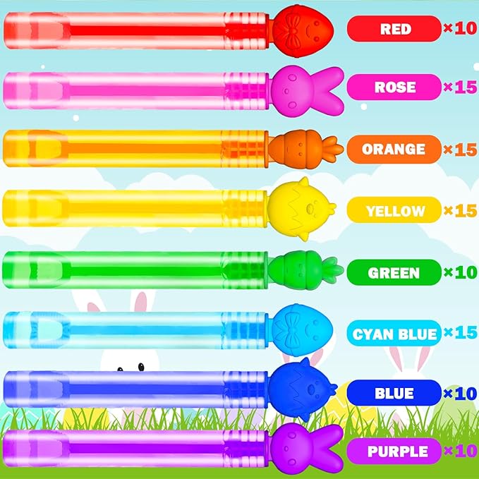 100 Pack Non Candy Easter Basket Goodie Bag Stuffers Fillers for Toddlers Bulk, Mini Bubbles Party Favor Supplies for Kids, Small Bunny Egg Toys Gifts Treats Trinkets Prize for Classroom Boys Girls