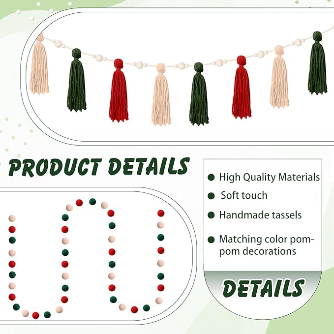 139 Pcs Felt DIY Custom Banner Kit Include 104 Letters 18 Swallowtail Flags 15 Pennants 2 Pcs Pom Pom Garland Tassel Pompom Decoration for Home Baby Shower Birthday(Christmas Red)